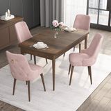 Canisa Concept Noa Serisi, 80X132 Açılabilir Mdf Masa, Barok Ahşap Desenli Mutfak Masa Takımı, 4 Sandalye - Pembe