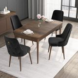 Canisa Concept Noa Serisi, 80X132 Açılabilir Mdf Masa, Barok Ahşap Desenli Mutfak Masa Takımı, 4 Sandalye - Siyah