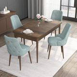 Canisa Concept Noa Serisi, 80X132 Açılabilir Mdf Masa, Barok Ahşap Desenli Mutfak Masa Takımı, 4 Sandalye - Su Yeşili