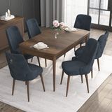 Canisa Concept Noa Serisi, 80X132 Açılabilir Mdf Masa, Barok Ahşap Desenli Mutfak Masa Takımı, 6 Sandalye - Antrasit
