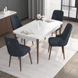 Canisa Concept Noa Serisi, 80X132 Açılabilir Mdf Masa, Beyaz Masa Ceviz Ayak Masa Takımı, 4 Sandalye - Antrasit