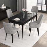 Canisa Concept Noa Serisi, 80X132 Açılabilir Mdf Siyah Mermer Desen Mutfak Masası Takımı, 4 Sandalye - Gri