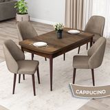 Canisa Concept Orf Serisi 80X132 Açılabilir Barok Ahşap Desen Mutfak Masası Takımı ve 4 Sandalye - Cappucino