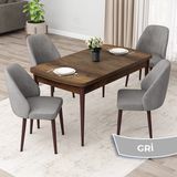 Canisa Concept Orf Serisi 80X132 Açılabilir Barok Ahşap Desen Mutfak Masası Takımı ve 4 Sandalye - Gri