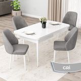 Canisa Concept Orf Serisi 80X132 Açılabilir Beyaz Mutfak Masası Takımı ve 4 Sandalye - Gri