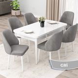 Canisa Concept Orf Serisi 80X132 Açılabilir Beyaz Mutfak Masası Takımı ve 6 Sandalye - Gri