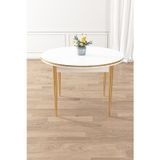 Canisa Concept Osle Serisi 90 X 90 Sabit Yuvarlak Beyaz Masa Gold Ayak Mutfak Masası