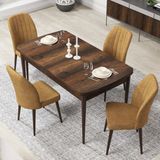 Canisa Concept Par Serisi 70X114, Açılabilir Mdf Mutfak Masa Takımı, Barok Ahşap Desen Masa ve 4 Sandalye - Cappuccino