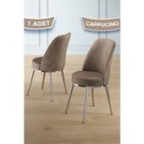 Canisa Concept Pefa Serisi 1 Adet Cappucino Mutfak Sandalyesi Krom Kaplama Metal Ayak 1. Sınıf Babyface Kumaş