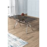 Canisa Concept Pem Serisi 90X160 Lak Panel Siyah Mermer Desen Krom Ayak Mutfak Masası