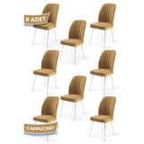 Canisa Concept Platinum Serisi Üst Kalite Mutfak Sandalyesi 8 Adet Cappucino Metal Beyaz Iskeletli