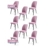 Canisa Concept Platinum Serisi Üst Kalite Mutfak Sandalyesi 8 Adet Pembe Metal Siyah Iskeletli