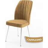 Canisa Concept Platinum Serisi Üst Kalite Mutfak Sandalyesi Metal Beyaz Iskeletli 1 Adet Sandalye - Cappuccino