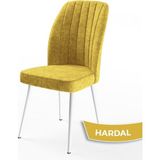 Canisa Concept Platinum Serisi Üst Kalite Mutfak Sandalyesi Metal Beyaz Iskeletli 1 Adet Sandalye - Hardal