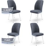 Canisa Concept Platinum Serisi Üst Kalite Mutfak Sandalyesi Metal Beyaz Iskeletli 4 Adet Sandalye - Ahşap