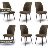 Canisa Concept Platinum Serisi Üst Kalite Mutfak Sandalyesi Metal Kahverengi Iskeletli 6 Adet Sandalye