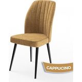 Canisa Concept Platinum Serisi Üst Kalite Mutfak Sandalyesi Metal Siyah Iskeletli 1 Adet Sandalye - Cappuccino