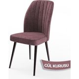 Canisa Concept Platinum Serisi Üst Kalite Mutfak Sandalyesi Metal Siyah Iskeletli 1 Adet Sandalye - Gülkurusu