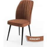 Canisa Concept Platinum Serisi Üst Kalite Mutfak Sandalyesi Metal Siyah Iskeletli 1 Adet Sandalye - Kiremit