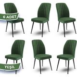 Canisa Concept Platinum Serisi Üst Kalite Mutfak Sandalyesi Metal Siyah Iskeletli 6 Adet Sandalye - Yeşil