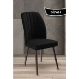 Canisa Concept Platinum Serisi Üst Kalite Mutfak Sandalyesi Siyah Sandalye Metal Kahverengi İskeletli