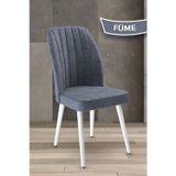 Canisa Concept Platinum Serisi, Üst Kalite Yemek Odası Sandalyesi, Metal Beyaz Iskeletli, 1 Adet Füme Sandalye