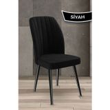 Canisa Concept Platinum Serisi Üst Kalite Yemek Odası Sandalyesi Metal Siyah İskeletli 1 Adet Siyah Sandalye