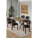 Canisa Concept Radon Serisi Mdf 90X168 Sabit Atlantik Çam Mutfak Masa Takımı 6 Antrasit Sandalye