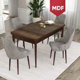Canisa Concept Ram Serisi MDF Barok Ahşap Desen 80X132 Açılabilir Yemek Masası Takımı 4 Sandalye - Gri