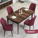 Canisa Concept Rio Serisi 80X132 Mdf Açılabilir Barok Ahşap Desen Mutfak Masası Takımı 4 Adet Sandalye - Bordo