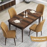 Canisa Concept Rio Serisi 80X132 Mdf Açılabilir Barok Ahşap Desen Mutfak Masası Takımı 4 Adet Sandalye - Cappucino