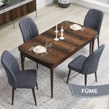 Canisa Concept Rio Serisi 80X132 Mdf Açılabilir Barok Ahşap Desen Mutfak Masası Takımı 4 Adet Sandalye - Füme