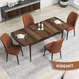 Canisa Concept Rio Serisi 80X132 Mdf Açılabilir Barok Ahşap Desen Mutfak Masası Takımı 4 Adet Sandalye - Kiremit
