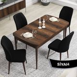 Canisa Concept Rio Serisi 80X132 Mdf Açılabilir Barok Ahşap Desen Mutfak Masası Takımı 4 Adet Sandalye - Siyah