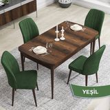 Canisa Concept Rio Serisi 80X132 Mdf Açılabilir Barok Ahşap Desen Mutfak Masası Takımı 4 Adet Sandalye - Yeşil