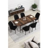 Canisa Concept Rio Serisi Barok Ahşap Desen Mdf Açılabilir 6 Sandalye 80x132 cm Mutfak Masa Takımı