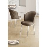 Canisa Concept Risa Serisi 1 Adet Cappucino Mutfak Sandalyesi Beyaz Metal Ayak 1.Sınıf Babyface Kumaş