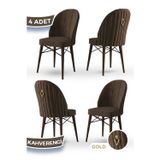 Canisa Concept Ritim Serisi, 1.Sınıf Babyface Ithal Kumaş, 4 Adet Kahve Sandalye, Ceviz Gürgen Ayak, Gold Halka