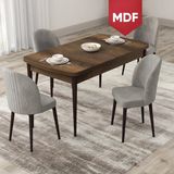 Canisa Concept Roe Serisi MDF Açılabilir 80X132 Barok Ahşap Desen Mutfak Masası Takımı ve 4 Sandalye - Gri