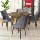 Canisa Concept Rox Serisi, MDF Yuvarlak Mutfak Masa Takımı, Barok Ahşap Desen Masa ve 4 Sandalye - Füme - 90 x 90 cm