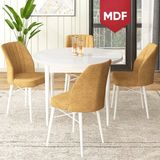 Canisa Concept Rox Serisi, MDF Yuvarlak Mutfak Masa Takımı, Beyaz Masa ve 4 Sandalye - Cappuccino - 90 x 90 cm