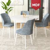 Canisa Concept Rox Serisi, MDF Yuvarlak Mutfak Masa Takımı, Beyaz Masa ve 4 Sandalye - Gri - 90 x 90 cm