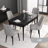 Canisa Concept Roy Serisi, 80 x 132 cm Açılabilir Mdf Mutfak Masa Takımı,siyah Mermer Desen Masa 4 Sandalye - Gri