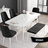 Canisa Concept Roy Serisi,80 x 132 cm Açılabilir Mdf Masa,beyaz Mutfak Masa Takımı, 4 Sandalye 1 Bench - Turuncu