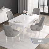 Canisa Concept Roy Serisi,80 x 132 cm Açılabilir Mdf Masa,beyaz Mutfak Masa Takımı,4 Sandalye - Gri