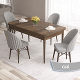 Canisa Concept Roz Serisi 80X132 Mdf Açılabilir Barok Ahşap Desen Mutfak Masası Takımı 4 Sandalye Gold Halkalı - Gri