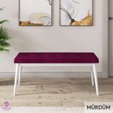 Canisa Concept Roz Serisi 80X132 Mdf Açılabilir Beyaz Mermer Desen Mutfak Masası Takımı 4 Sandalye 1 Becnh - Mürdüm