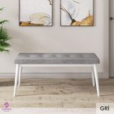 Canisa Concept Roz Serisi 80X132 Mdf Açılabilir Beyaz Mutfak Masası Takımı 4 Sandalye 1 Bench - Gri