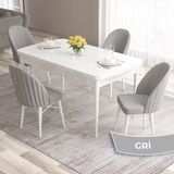 Canisa Concept Roz Serisi 80X132 Mdf Açılabilir Beyaz Mutfak Masası Takımı 4 Sandalye Gold Halkalı - Gri