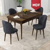 Canisa Concept Rut Serisi MDF Açılabilir 80X132 Barok Ahşap Desen Mutfak Masası Takımı ve 4 Sandalye - Antrasit